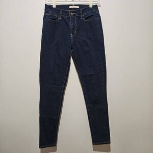 Levis Womens 710 Super Skinny Jeans Blue Dark Wash Stretch Mid Rise Size 29